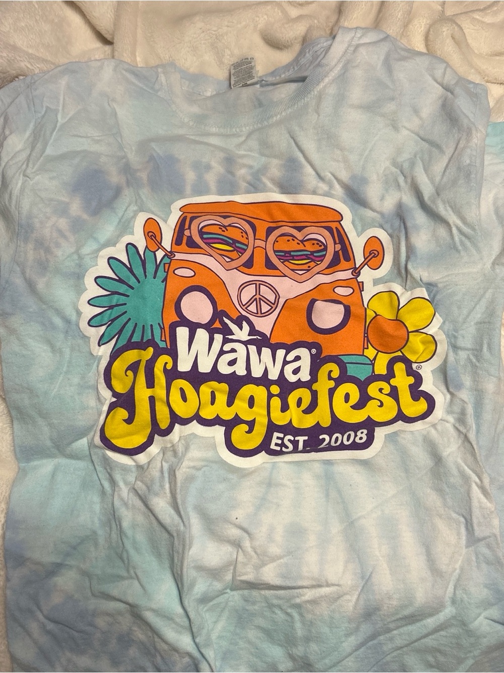 Fruit of the Loom Light Blue Tie-Dye Hoagiefest Graphic Tee